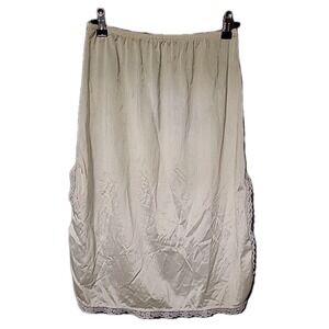 Vintage Fortune Half Slip Skirt Ivory USA Nylon Women's Med Floral Lace Slits